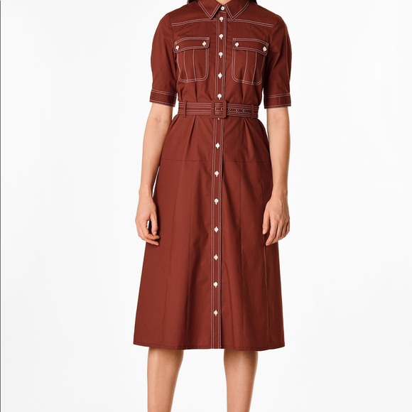 NWOT POPLIN BELTED SHIFT SHIRTDRESS - Picture 5 of 9